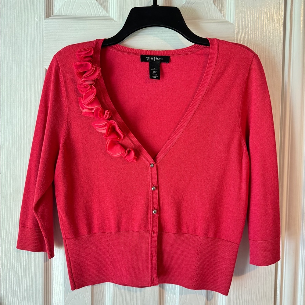 White House Black Market Pink Cardigan Sweater 3/4 Sleeve Size S